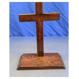 Vintage Wooden Pedestal Standing Cross