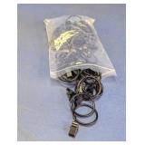 Set of Black Metal Curtain Rings with Clips