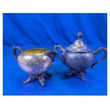 (2) Vintage Metal Creamer & Sugar Bowl Set