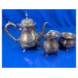 (3) Vintage Metal Tea Set Collection