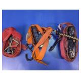 (3) Ratchet Tie Down Straps with Hooks