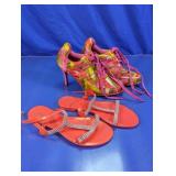 (2)CA Carrini Heels & Bamboo Rhinestone Sandals
