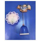 (2)Ceramic Bird Wind Chime & Scalloped Bowl Duo