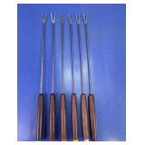 (6)Vintage Wood-Handled Fondue Fork Set