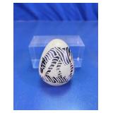 Hand-Carved Etched Zebra Stone Egg Decor
