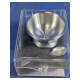 Miniature Metal Bowl & Spoon Set in Display Case