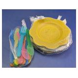 Colorful Plastic Toy Plates and Utensils Set