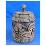 Jamaica Batik Wood Carved Lidded Container