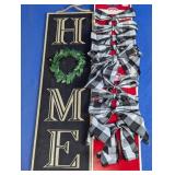 HOME Wall Sign and 10ct Buffalo Plaid Bows