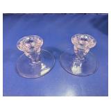 (2) Glass Taper Candle Holders