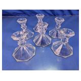 (6) Glass Taper Candle Holders