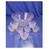 (8) Pressed Glass Bowl & Cups Set