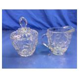 (2) Glass Creamer & Sugar Bowl Set