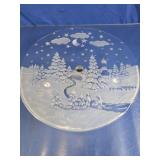 Frosted Glass Winter Scene Decorative Plate