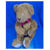 Brown Plush Teddy Bear with Red Ribbon Bow