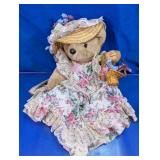 Victorian Style Teddy Bear Doll w/ Dress & Hat