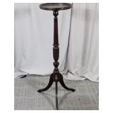Round Wood Pedestal Accent Table Dark Finish