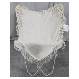 Fringe Butterfly Chair White Metal Frame