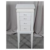 White Jewelry Armoire Cabinet with Mirror Top