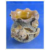 Ceramic Floral Textured Mini Planter Brown