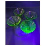 4 Vtg Belmont Vaseline Cameo Rose Sherbets