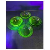 Vtg Belmont Vaseline Cameo Rose Plates & Bowls