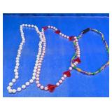 Beaded Necklace Lot With Pearl and Heart Designs