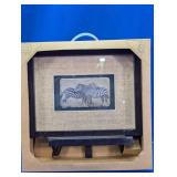 Framed Zebra Art Plaque w/ Stand
