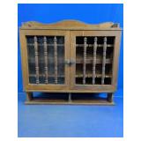 Wood Wall Cabinet w/ Glass & Spindle Doors