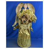 Large Standing Gold Angel Figurine with Nest