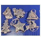 (6)Silver Mosaic Christmas Ornament Set