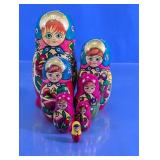 (7)Colorful Russian Matryoshka Nesting Dolls Lot