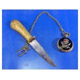 Pirate Skull Quartz Pocket Watch & Small Knife