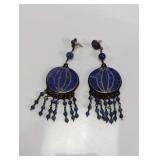 Antique Lapis & Brass Earrings