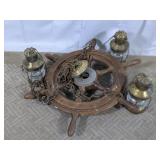 (4)Nautical Ships Wheel Chandelier w/Lanterns