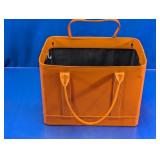 Orange Faux Leather Rectangular Carry-All Tote