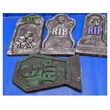 (4) Halloween Foam Tombstone Yard Decor