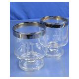 Glass Pedestal Dessert Cups w/ Silver Rim
