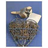 Heart Shaped Wire Wall Basket w/ Bird