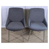 (2)Modern Gray Upholstered Dining Chairs Duo