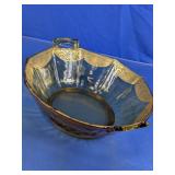 Glass Serving Bowl w/ Gold Trim Handles