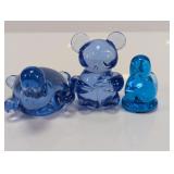 Blue Glass Animal Figurine Lot