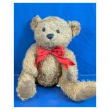 Vintage Stuffed Teddy Bear w/ Red Bow