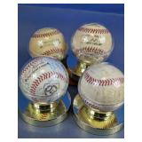 (4) Autographed Baseballs w/ Display Stands