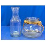 Glass Bottle & Round Vase