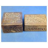Carved Wooden Hinged Trinket Boxes