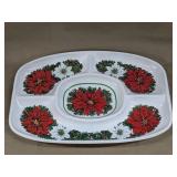 Poinsettia 4-Compartment Christmas Serving Tray