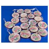 (19)Rustic 'Peace' Wood Slice Ornaments Lot