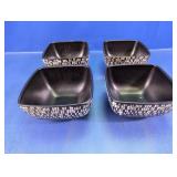 (4) Patterned Black Glass Bowls