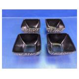 (4) Patterned Black Glass Bowls